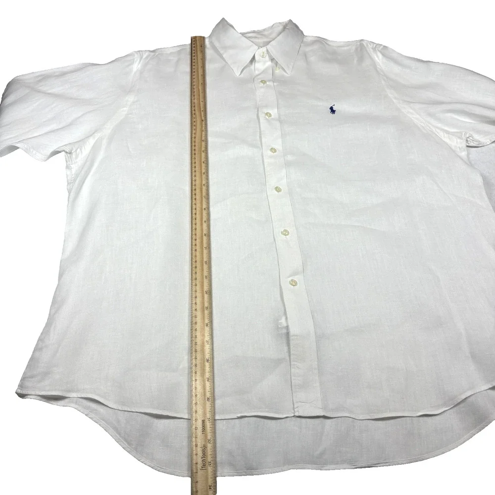 POLO RALPH LAUREN MEN'S CLASSIC FIT LINEN BUTTON DOWN SHIRT WHITE SIZE 2XL
